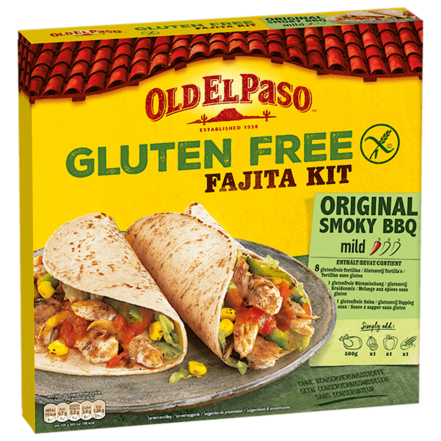 Old El Paso Original glutenfreies geräuchertes Barbecue-Fajita-Set, 462 g